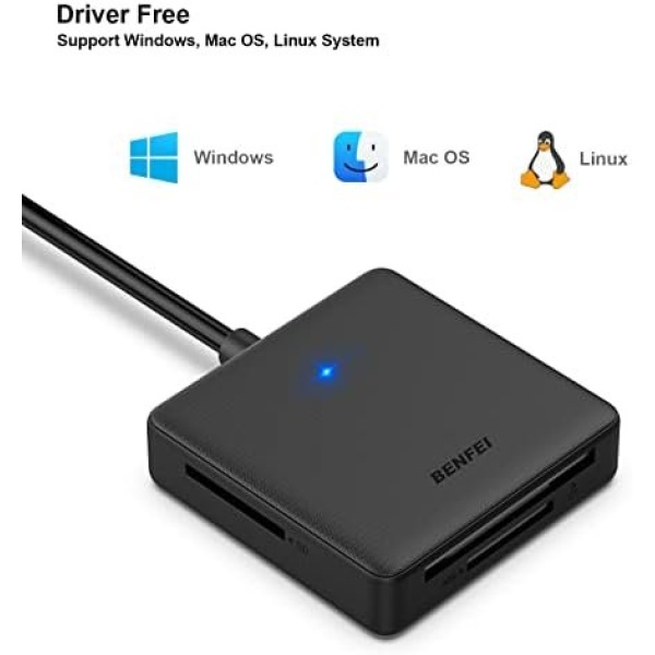 Memory Card Reader, BENFEI 4in1 USB USB-C to SD Micro SD MS CF Card Reader - Image 8