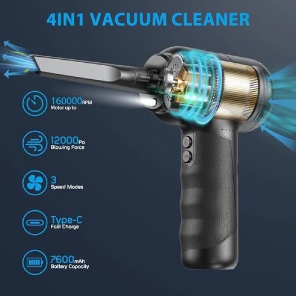 Compressed Air Duster with Air Blower 160000RPM Vacuum Cleaner and Air Duster - Image 3