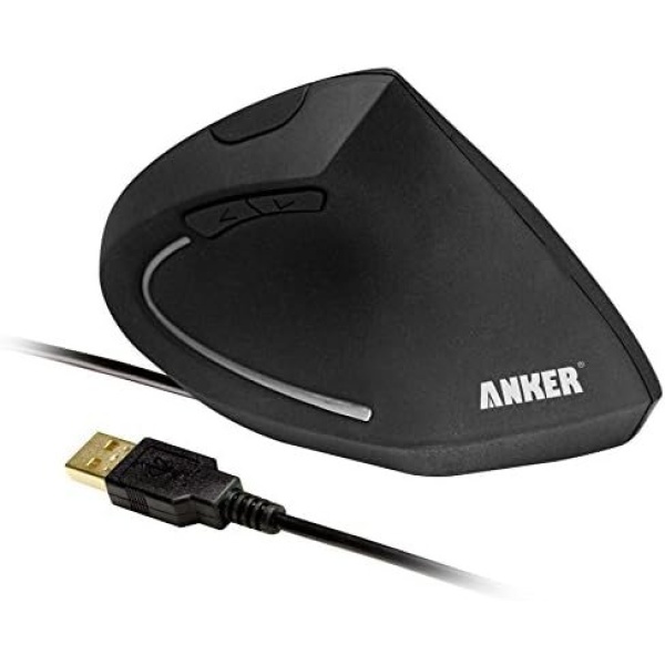 Anker® Vertical Ergonomic Optical Mouse, Wired, USB, 5 Buttons - Black - Image 2