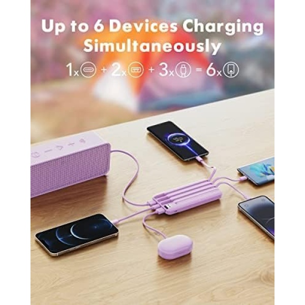 Portable Charger with Built in Cables, Portable Charger with Cords Wires Slim - Image 3