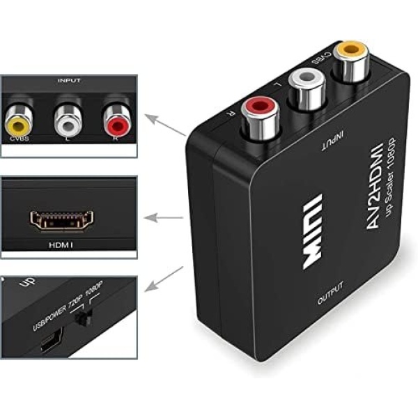 Amtake RCA to HDMI Converter, 1080P RCA Composite CVBS AV to HDMI Video Audio - Image 4