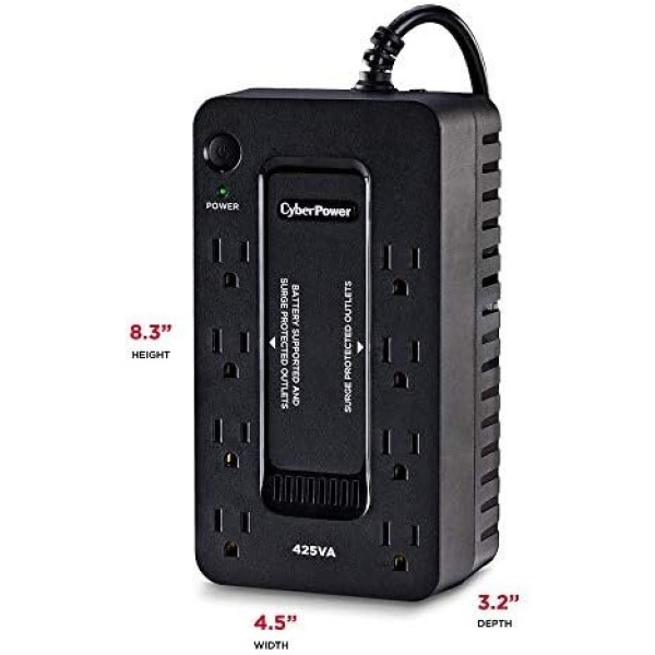 CyberPower ST425 Standby UPS System, 425VA/260W, 8 Outlets, Compact, Black - Image 9