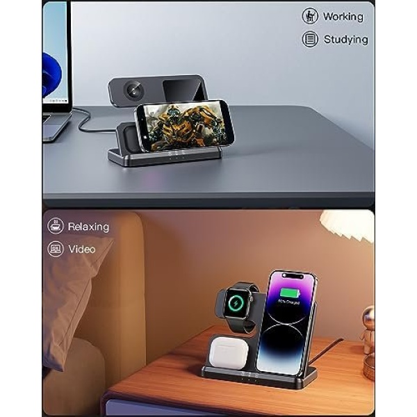 JARGOU 3 in 1 Charging Station for Apple Wireless Charger for iPhone 15 14 13 12 - Image 6