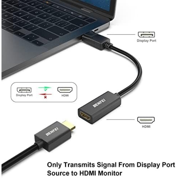 DisplayPort to HDMI, Benfei Gold-Plated DP Display Port to HDMI Adapter - Image 2