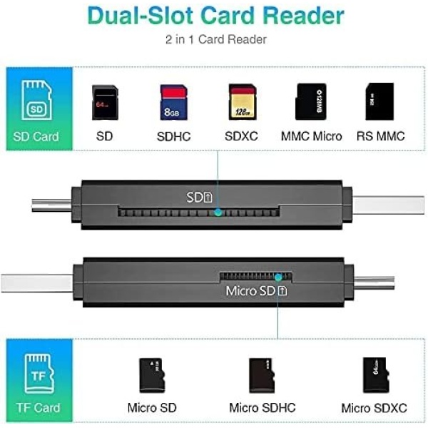Vanja SD Card to USB Adapter, 3-in-1 USB-C USB-A Micro USB SD Card Reader - Image 3