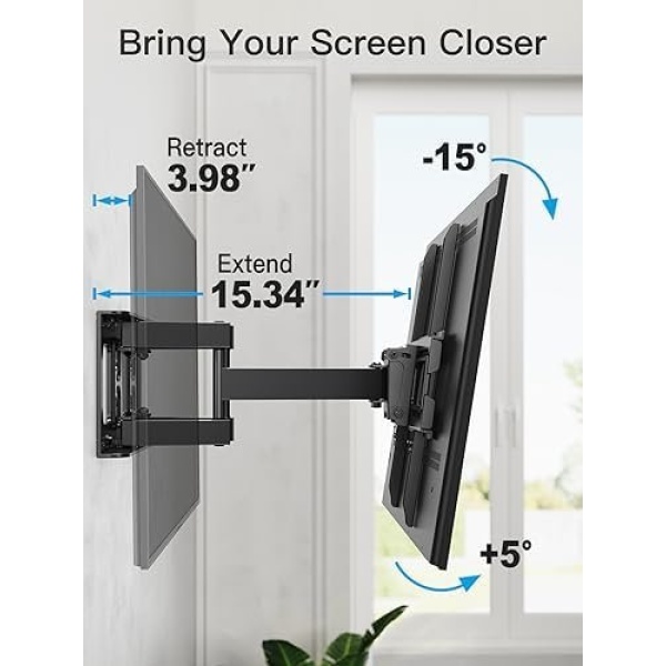 Pipishell TV Wall Mount for 26-65 inch LED LCD OLED 4K TVs up to 99lbs, Full - Image 8