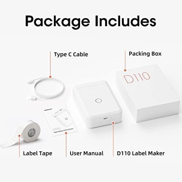NIIMBOT D110 Label Maker Machine with Tape Portable Bluetooth Label Printer - Image 8