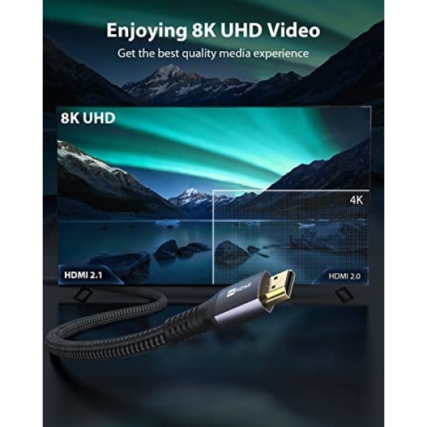 Stouchi 8K HDMI Cables 2-Pack 6FT, (Certified) 48Gbps Ultra High Speed HDMI 2.1 - Image 2