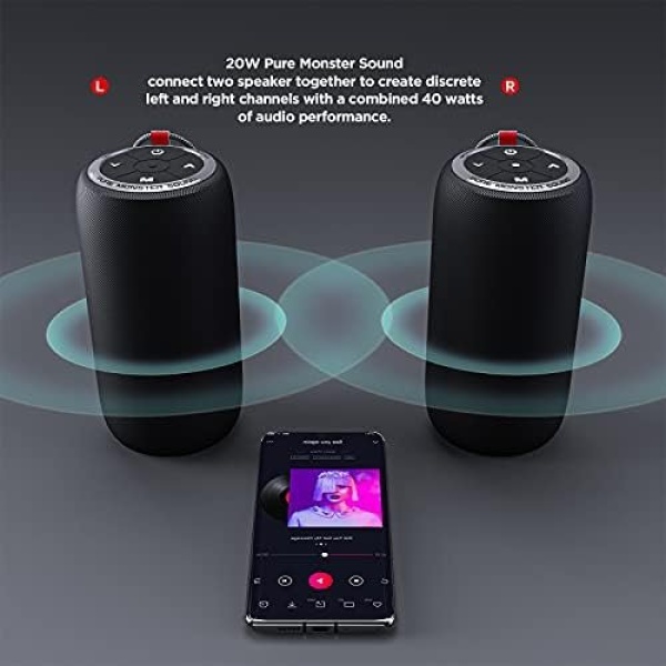 Monster S310 Bluetooth Speaker, Portable Bluetooth Speakers. 20W True Wireless - Image 3