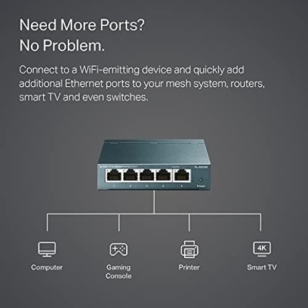 TP-Link TL-SG105, 5 Port Gigabit Unmanaged Ethernet Switch, Network Hub - Image 3