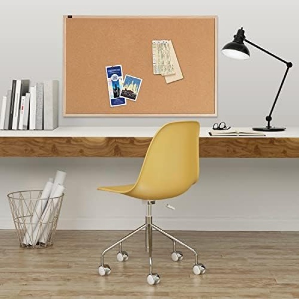 Quartet Cork Board Bulletin Board, 23" x 35" Framed Corkboard, Oak Frame - Image 2