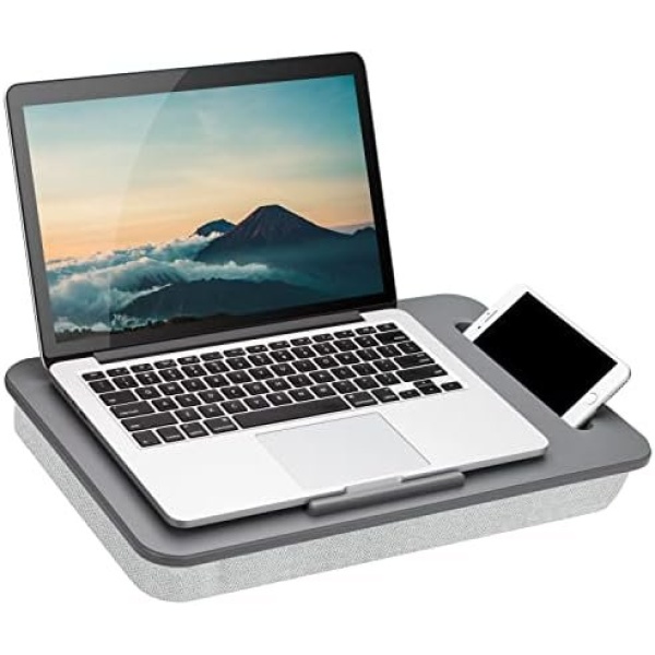 LAPGEAR Sidekick Lap Desk with Device Ledge and Phone Holder - Gray