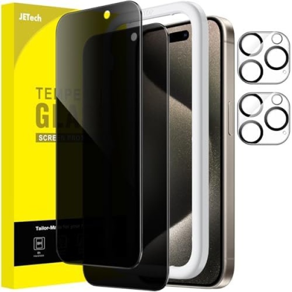 JETech Privacy Screen Protector for iPhone 15 Pro Max 6.7-Inch with Camera Lens