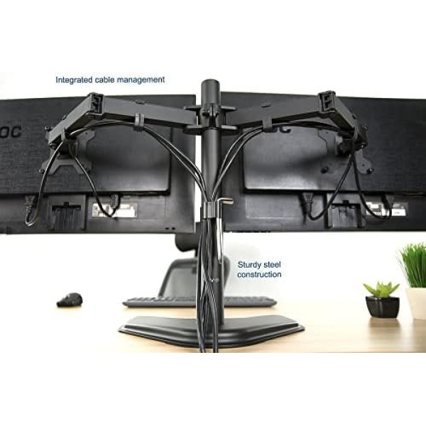 VIVO STAND-V002F Dual LED LCD Monitor Free-Standing Desk Stand for 2 Screens up - Image 7