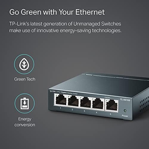 TP-Link TL-SG105, 5 Port Gigabit Unmanaged Ethernet Switch, Network Hub - Image 4