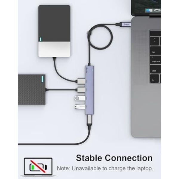 Aceele USB C Hub 4 Ports, Aluminum USB C to USB Hub with 2ft Extended Cable - Image 5