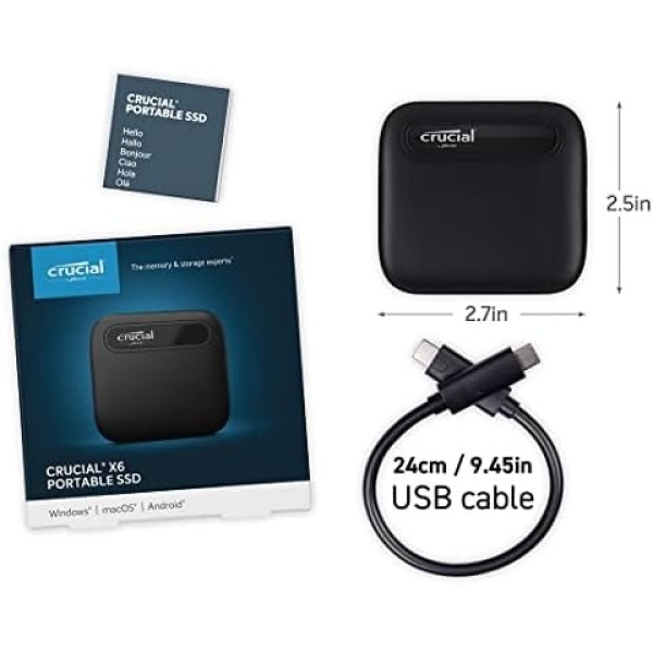 Crucial X6 2TB Portable SSD - Up to 800MB/s - PC and Mac - USB 3.2 USB-C - Image 6