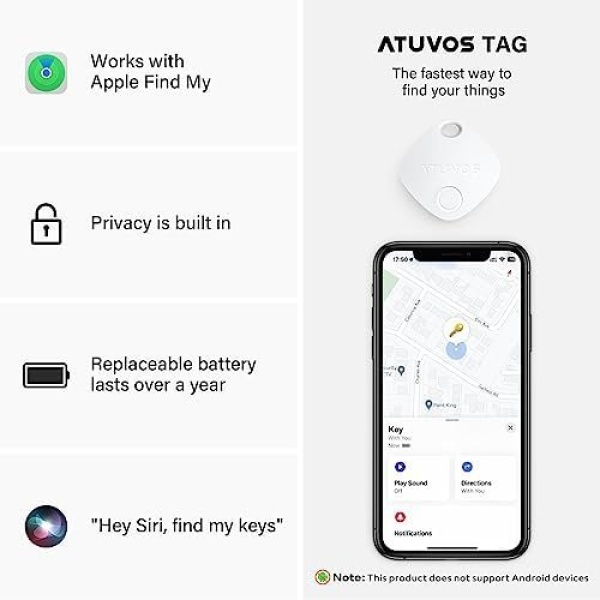 ATUVOS 1 Pack Key Finder, Bluetooth Tracker Pairs with Apple Find My (iOS Only) - Image 2