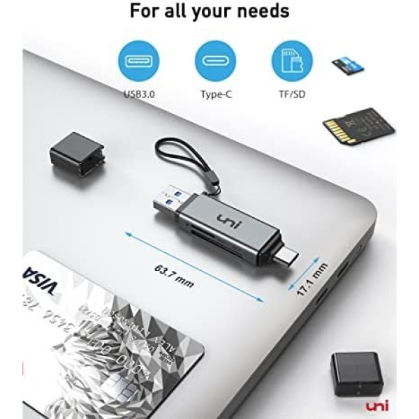 SD Card Reader, uni High-Speed USB C to Micro SD Card Adapter USB 3.0 Dual - Image 7