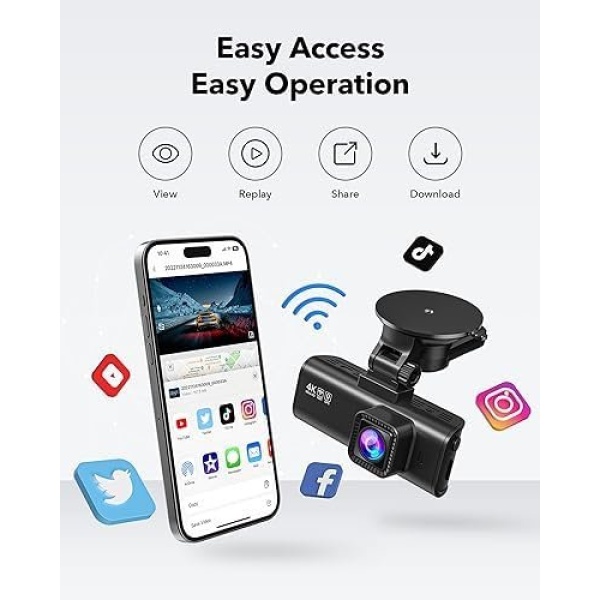 REDTIGER Dash Cam Front Rear, 4K/2.5K Full HD Dash Camera for Cars, Free 32GB - Image 5
