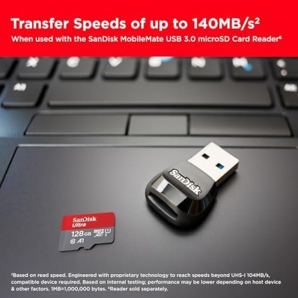SanDisk 128GB Ultra microSDXC UHS-I Memory Card with Adapter - Up to 140MB/s - Image 3
