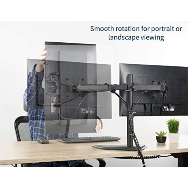 VIVO STAND-V002F Dual LED LCD Monitor Free-Standing Desk Stand for 2 Screens up - Image 6