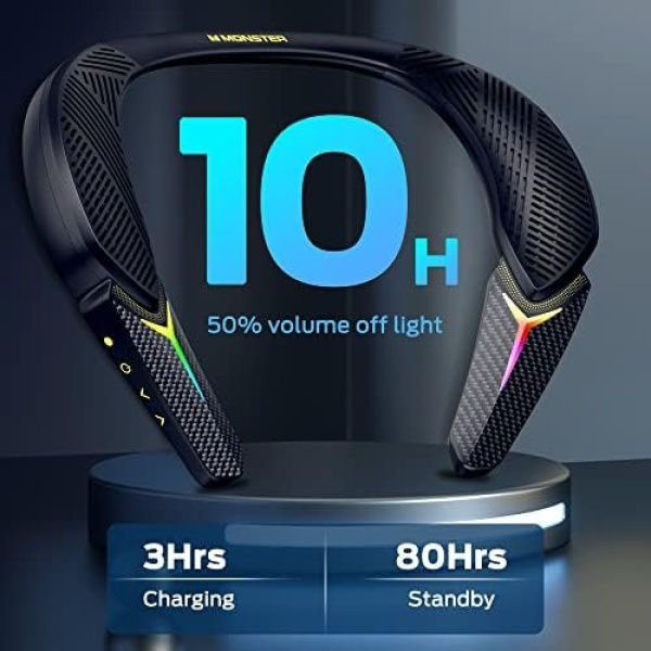 Monster Stinger Neck Speaker, Neckband Bluetooth Speaker with 10H Playtime, True - Image 6