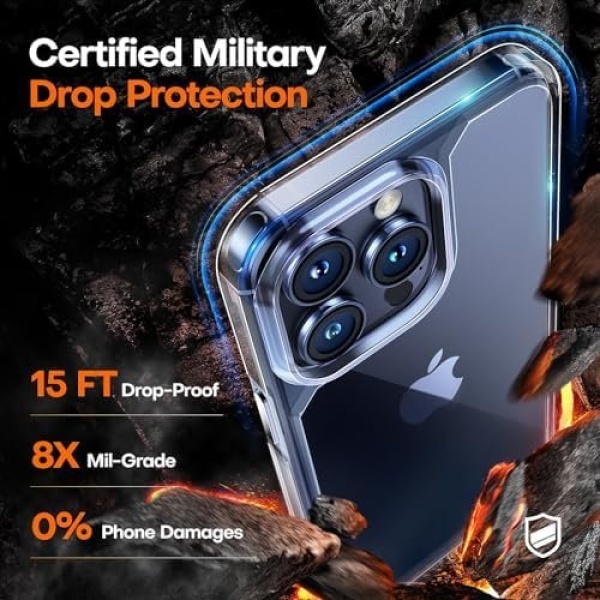 TAURI 5 in 1 for iPhone 15 Pro Case Clear, [Not-Yellowing] with 2X Screen - Image 4