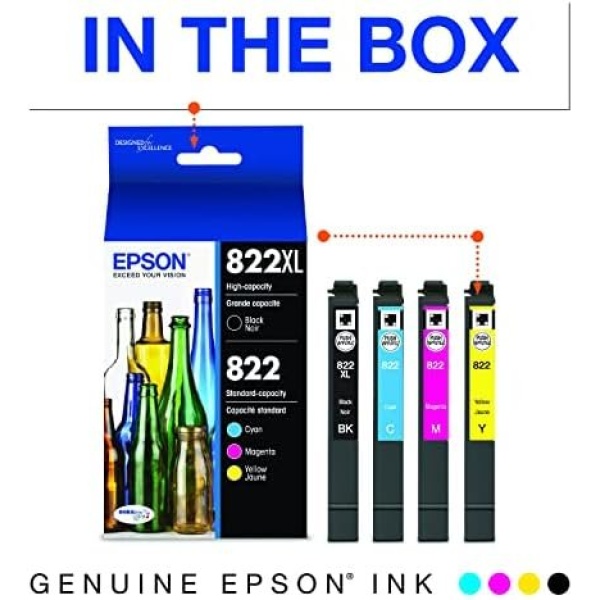 EPSON 822 DURABrite Ultra Ink High Capacity Black & Standard Color Cartridge - Image 2