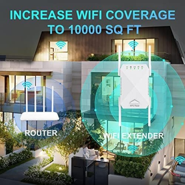 WiFi Extender, 2023 Fastest WiFi Booster 1200Mbps Dual Band (5GHz/2.4GHz) WiFi - Image 3