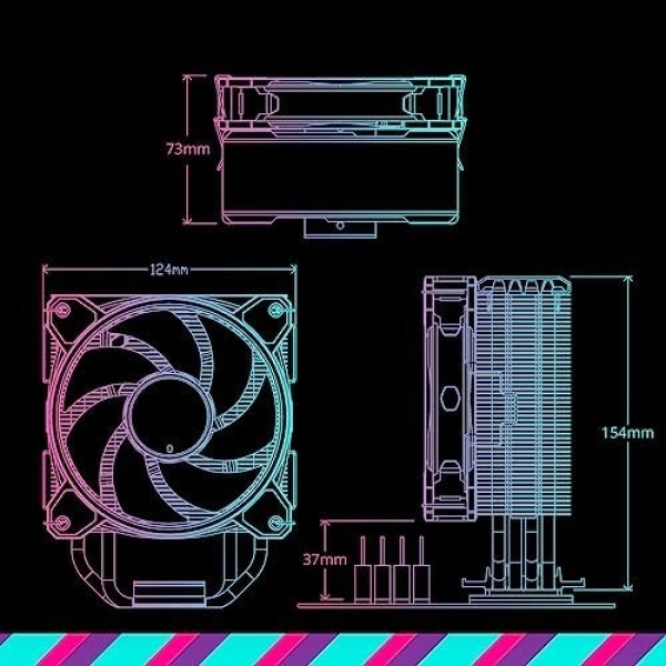 Cooler Master Hyper 212 Halo Black CPU Air Cooler, MF120 Halo² Fan, Dual Loop - Image 11