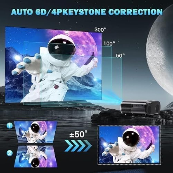 Projector with WiFi-6 and Bluetooth 5.2, 680 ANSI Portable Outdoor - Image 4