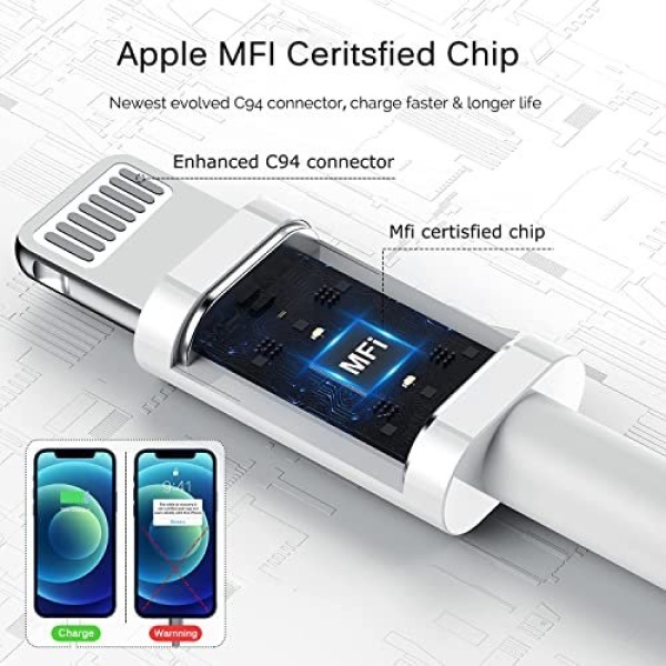 iPhone Charger Cord Lightning Cable [MFi Certified] 6ft/6ft/10ft 3 Pack Apple - Image 2