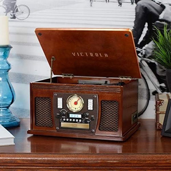 Victrola 8-in-1 Bluetooth Record Player & Multimedia Center, Built-in Stereo - Image 6