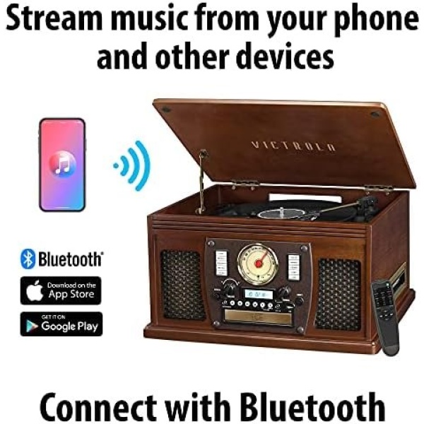 Victrola 8-in-1 Bluetooth Record Player & Multimedia Center, Built-in Stereo - Image 2
