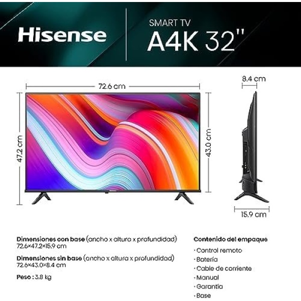 Hisense 32A4KV - 32" Smart Full Array HD VIDAA TV with DTS TruSurround - Image 2