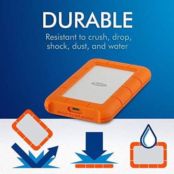 LaCie Rugged USB-C 5TB External Hard Drive Portable HDD – USB 3.0, Drop Shock - Image 3