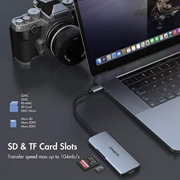 USB C Hub Adapter for MacBook Air, USB C HDMI Dongle for MacBook Pro, 6 in 1 USB - Image 5