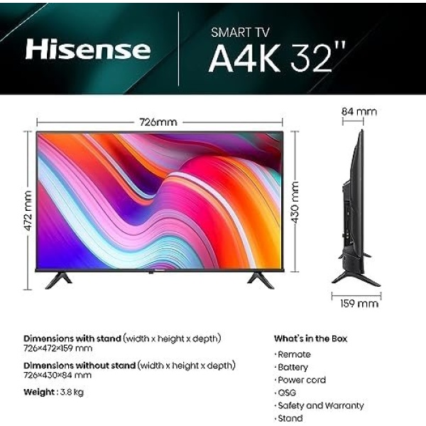Hisense 32A4KV - 32" Smart Full Array HD VIDAA TV with DTS TruSurround - Image 9
