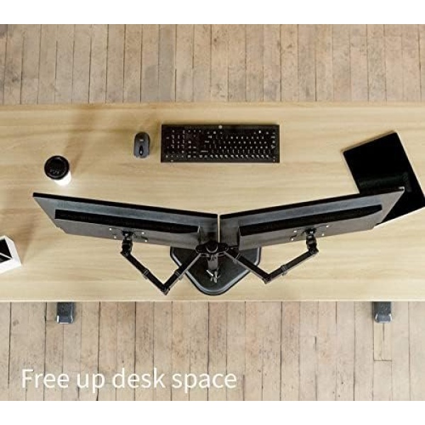 VIVO STAND-V002F Dual LED LCD Monitor Free-Standing Desk Stand for 2 Screens up - Image 5