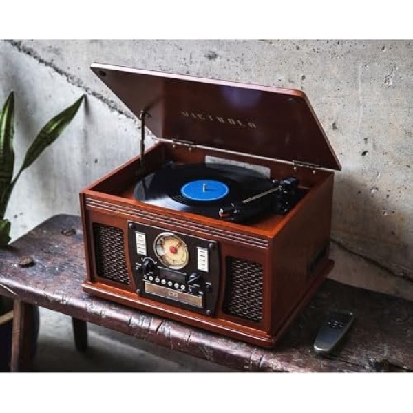 Victrola 8-in-1 Bluetooth Record Player & Multimedia Center, Built-in Stereo - Image 7