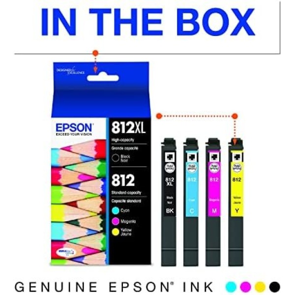 EPSON 812 DURABrite Ultra Ink High Capacity Black & Standard Color Cartridge - Image 2