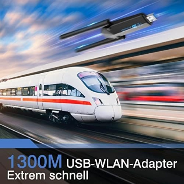 ElecMoga USB WiFi Adapter, 1300Mbps WiFi Dongle USB 3.0 Dual Band 5G/2.4G - Image 2