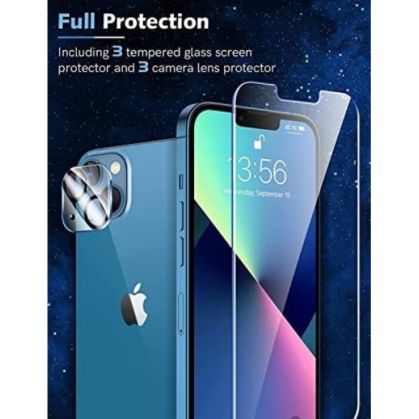 LK 3 Pack iPhone 13 Screen Protector with 3 Pack Camera Lens Protector - Image 6