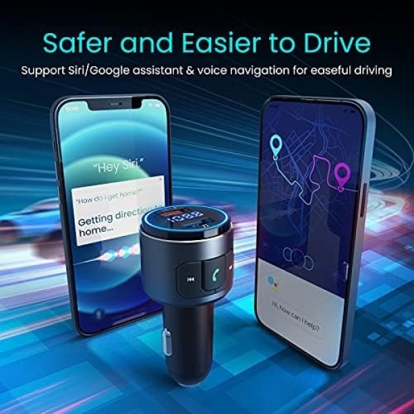 Octeso Upgraded V5.0 FM Bluetooth Transmitter Car, QC3.0 & LED Backlit Wireless - Image 5
