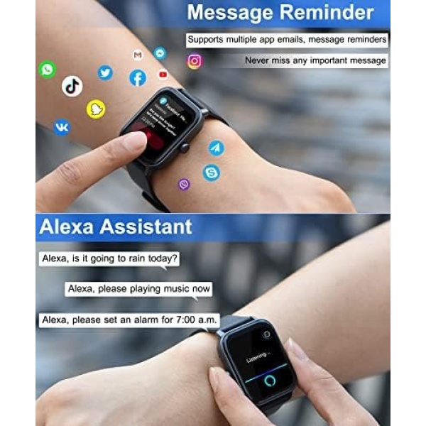 Smart Watch for Men Women with Bluetooth Call, Alexa Built-in1.8 DIY Dial - Image 6