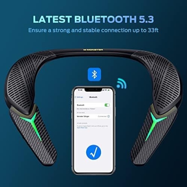 Monster Stinger Neck Speaker, Neckband Bluetooth Speaker with 10H Playtime, True - Image 7