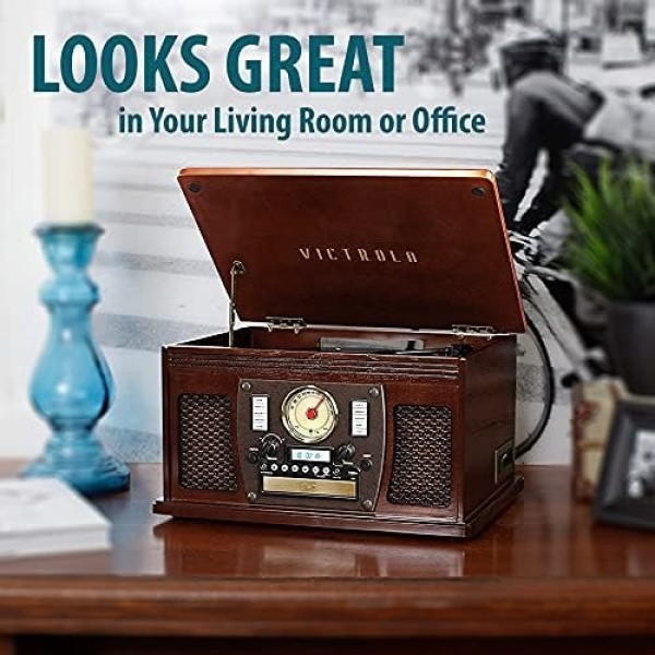 Victrola 8-in-1 Bluetooth Record Player & Multimedia Center, Built-in Stereo - Image 5